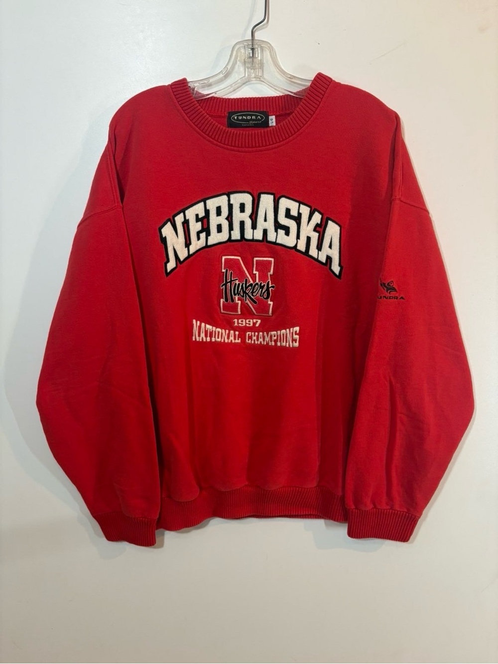 Vintage 1997 Tundra Red Nebraska Huskers Heavyweight Crewneck Sweatshirt
